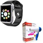 A1 Calling Wearable Smartwatch Black and Hair Dryer (1000 W, Multicolor)
